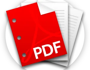 A smartphone displaying a PDF document with text and a search icon