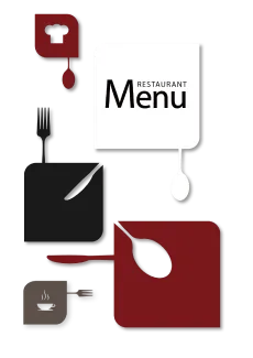Restaurant menu icon with symbols of a fork, knife, and menu page